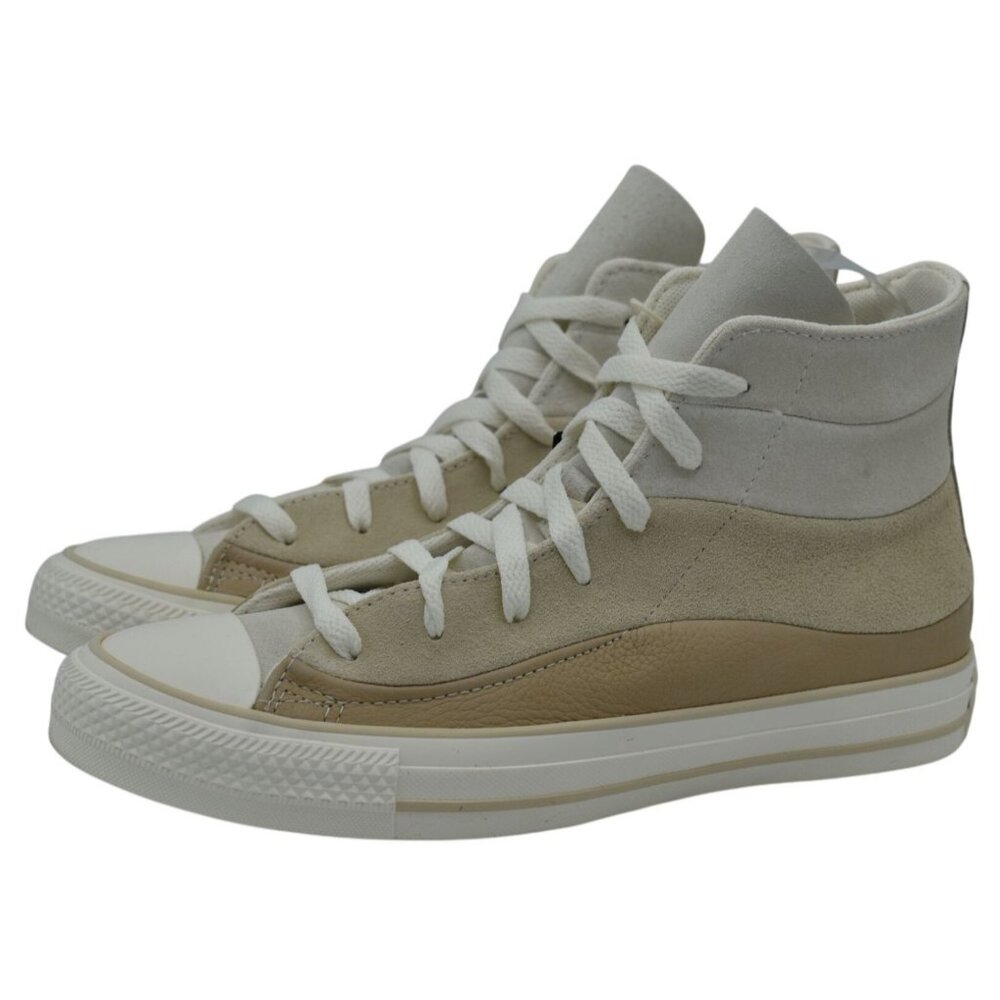 Converse Women 9 Chuck Taylor All Star Suede Canvas Tan White High‎ Top Sneaker